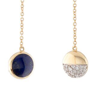 NA HOKU 14K YELLOW GOLD DIAMOND 0.36 CTW & LAPIS LAZULI HORIZON DROP EARRINGS